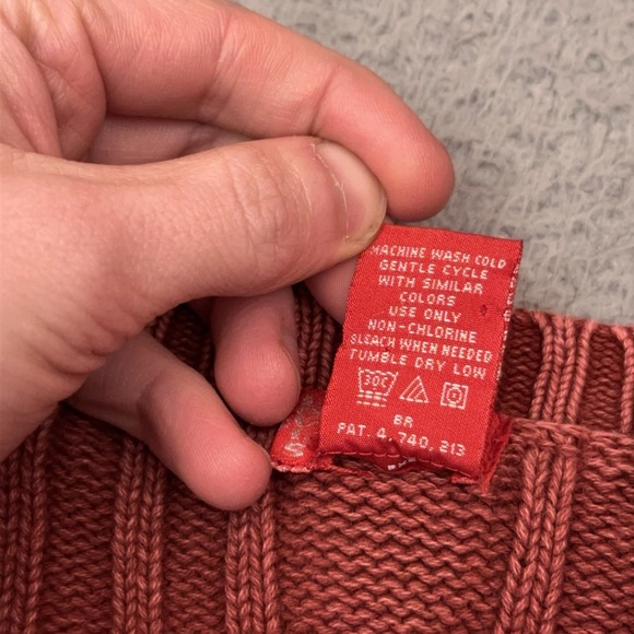 Levi's Cable Knit Sweater Women's XL Red Heavyweight Crew Neck Chunky‎ Boxy - Picture 3 of 8